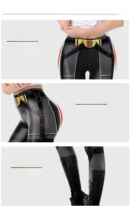 Détail de la taille haute élastique et de l'imprimé 3D sur le legging Black Widow
