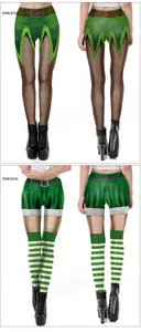 Détail de legging Saint-Patrick avec motif de tenue d'elfe vert et chaussettes à rayures