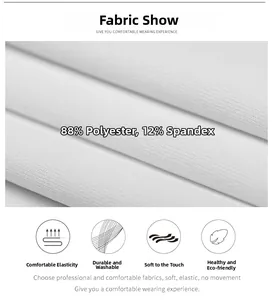 Macro detail of 88% polyester and 12% spandex fabric showing soft texture and elastic weave
