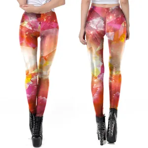 Damen Yoga-Leggings mit 3D-Sternenhimmel und geometrischem Druck, schlanke Passform