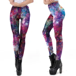 Damen Yoga-Leggings mit 3D-Sternenhimmel-Geometrieprint und hoher Taille für Formung