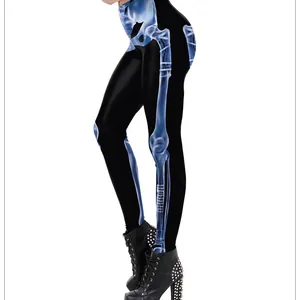 Legging Halloween Black Widow avec imprimé squelette 3D et coupe taille haute