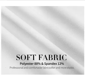 Detail van zachte stof van 88% polyester en 12% spandex met fijne textuur en elasticiteit