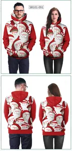 Detalle de sudadera con capucha de Papá Noel 3D con cordón y puños acanalados
