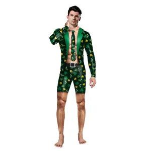 Completo da uomo per San Patrizio con trifogli e cappelli, giacca e pantaloncini verdi