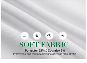Detail showing soft fabric texture with 95% polyester and 5% spandex material composition