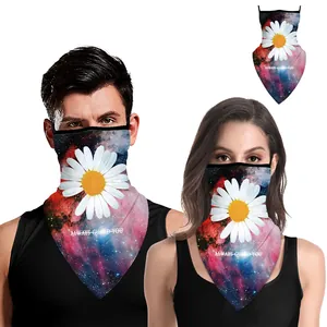 Cache-cou avec motif marguerite et boucles d'oreilles pour randonnée et vélo en plein air