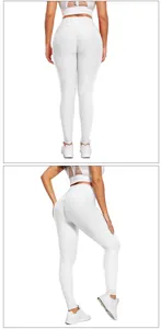 Detailed close-up of white high-waist honeycomb texture leggings with scrunch butt lift effect