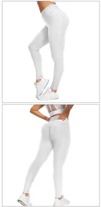 Detailed macro view of white high-waisted honeycomb texture leggings with ruched booty design