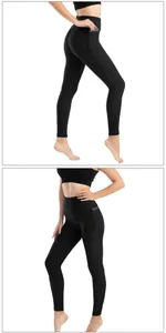 Dettaglio dei leggings da yoga a vita alta con tasca laterale e trama a nido d'ape
