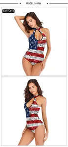 Détails du maillot de bain drapeau américain avec dos nu et découpe tendance