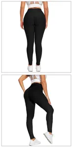 Detailed view of black honeycomb fabric and scrunch butt design on high waist yoga leggings