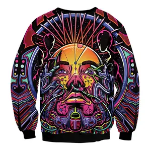 3D-Totenkopf Digitaldruck-Sweatshirt mit Cyberpunk-Mustern und Rundhals-Langarmdesign