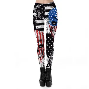 Leggings 3D para mujer con estampados de bandera de EE. UU. calaveras y Estatua de la Libertad