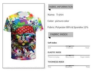 Détail de la composition du tissu du t-shirt et de l'illustration de chat imprimée