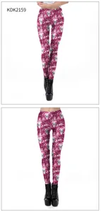 Detail of pink skull print on high-elasticity leggings paired with black combat boots
