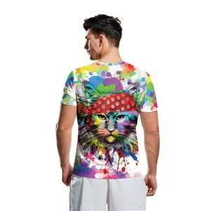 Vue détaillée du dos d'un t-shirt homme avec imprimé chouette colorée et bandana