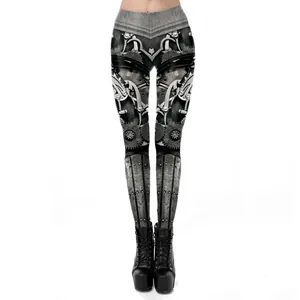 Détail de l'impression numérique 3D steampunk avec engrenages sur legging
