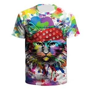 Détail de l'impression 3D numérique de hibou coloré sur t-shirt pour hommes