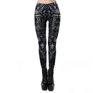 Détail de legging imprimé 3D avec texture tactique et design de style punk urbain