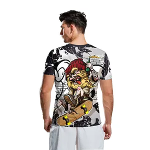 Détail d'un t-shirt imprimé 3D avec un personnage de graffiti faisant du skateboard