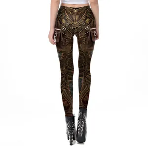 Legging femme extensible style steampunk avec impression 3D numérique vue de dos