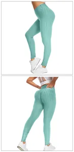 Macro detail of high-waisted teal honeycomb textured yoga leggings with scrunch butt lifting