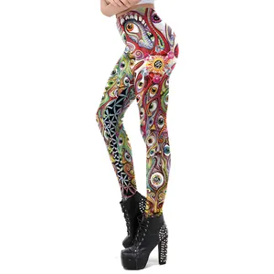 Detail of 3D digital eye print and Sanskrit symbols on high-elasticity leggings