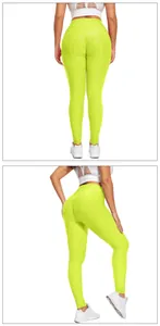 Detailed macro view of the neon yellow textured honeycomb high waist yoga leggings