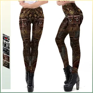 Leggings Steampunk Punk pour Femmes Impression Numérique 3D Taille Haute Pantalon Élastique Amincissant Polyester Élasthanne Gothique Armure Mécanique Pantalons Casual Yoga