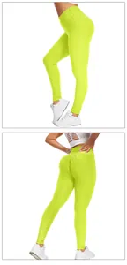 Detail view of neon yellow yoga pants featuring honeycomb texture and scrunch butt design