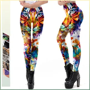Women's 3D Digital Tiger Leopard Snake Print Stretchy Leggings High Waist Slim Fit Fashion Animal Pattern Skinny Pants