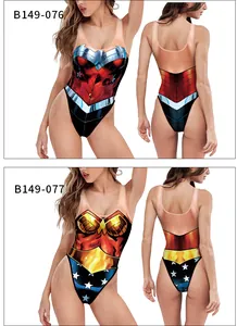 Details von Wonder Woman 3D-Druck Badeanzügen mit ikonischen Superhelden-Motiven