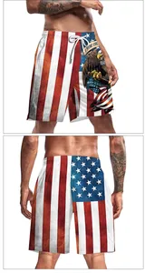 Vue détaillée du short de bain pour homme avec drapeau américain et imprimés d'aigles