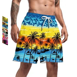 Men's Tropical Beach Shorts 3D Digital Print Quick Dry Swim Trunks With Drawstring Elastic Waist Board Shorts Summer Vacation Bottoms