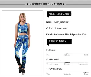 Détails de l'ensemble de yoga Starry Night avec 88 % polyester et 12 % élasthanne