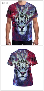 Dettaglio della stampa 3D leone su t-shirt traspirante con vista fronte e retro