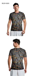 Front and back view of men's T-shirt with orange 3D geometric lava print design