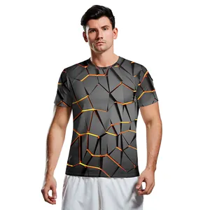 Men's 3D Digital Print Graphic T-Shirt Casual Round Neck Short Sleeve Tee Lava Pattern Polyester Spandex Streetwear Top