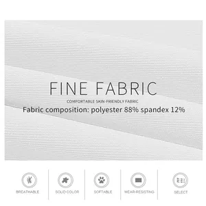 White ribbed knit yoga tank top fabric detail made of 88% polyester and 12% spandex