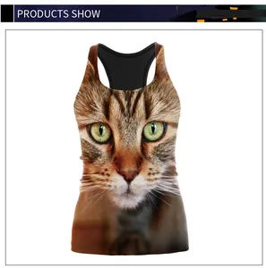 Macro detail of high-definition realistic brown tabby cat print on sleeveless sports top