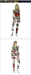 Front and back view of a mummy skeleton bodysuit for Halloween cosplay and dress up