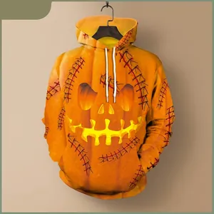 Halloween Pumpkin Face 3D Print Hoodie Jack-O-Lantern Pattern Oversized Sweatshirt Streetwear Pullover Tops For Unisex