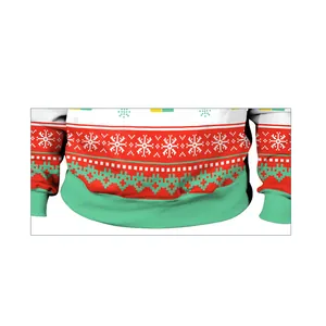 Christmas hoodie with digital snowflake patterns and ribbed cuffs in festive red and white