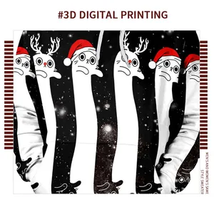 Detail of 3D digital printing with Christmas cats and alpacas on a black hoodie