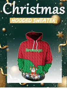 Détail d'un sweat à capuche de Noël avec motif Père Noël et texture de tricot
