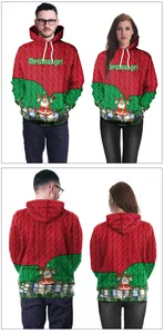 Détails du sweat à capuche de Noël avec texture 3D numérique et motifs du Père Noël