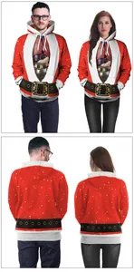 Detailed 3D Christmas hoodie featuring Santa suit print and anatomy heart graphic