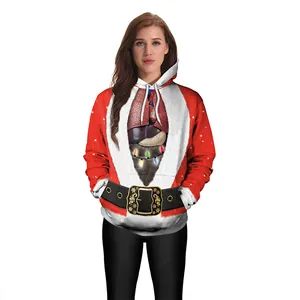 Women Men Christmas 3D Digital Print Hoodie Santa Claus Outfit Human Internal Organs Graphic Long Sleeve Pullover Top