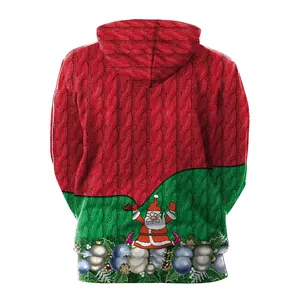 Sweat à Capuche de Noël Femme Impression 3D Père Noël Texture Tricot Manches Longues Décontracté Top Festif